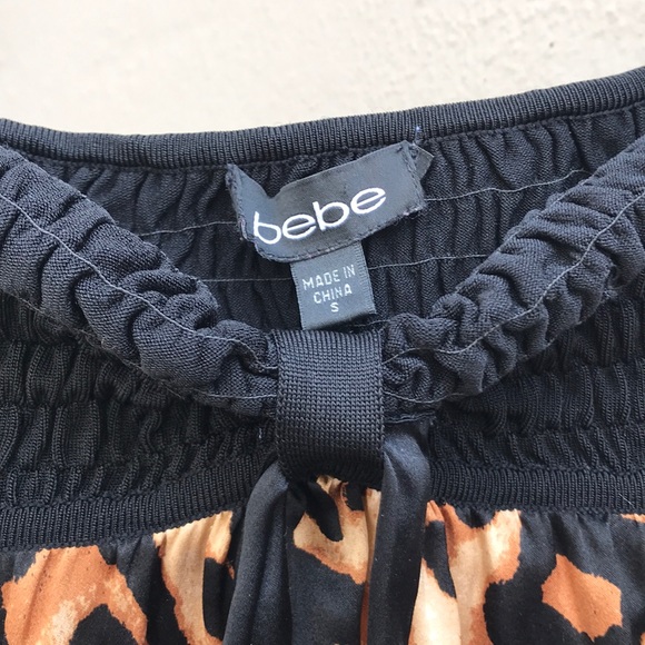 Long Strapeless Leopard Satin Dress BeBe - Picture 3 of 8